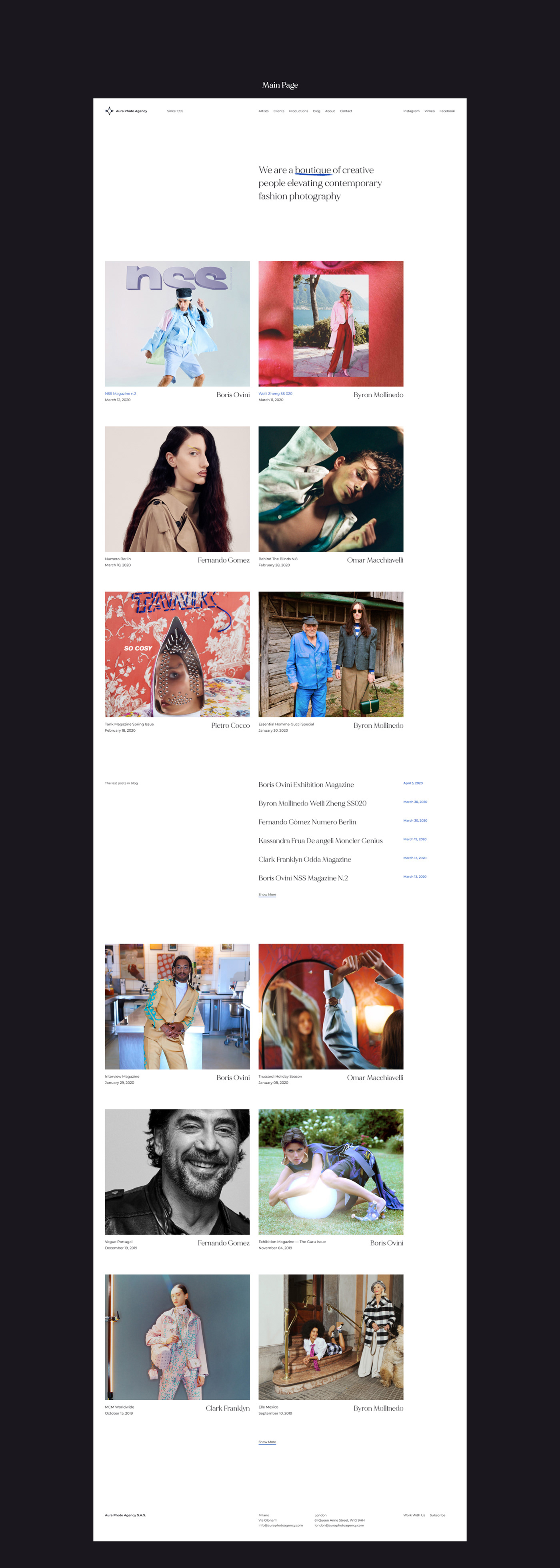 fashion website minimal design minimalist website Fashion agency website model agency website Photo Agency Website Website for model website for photographer Website for stylist Website for videographer