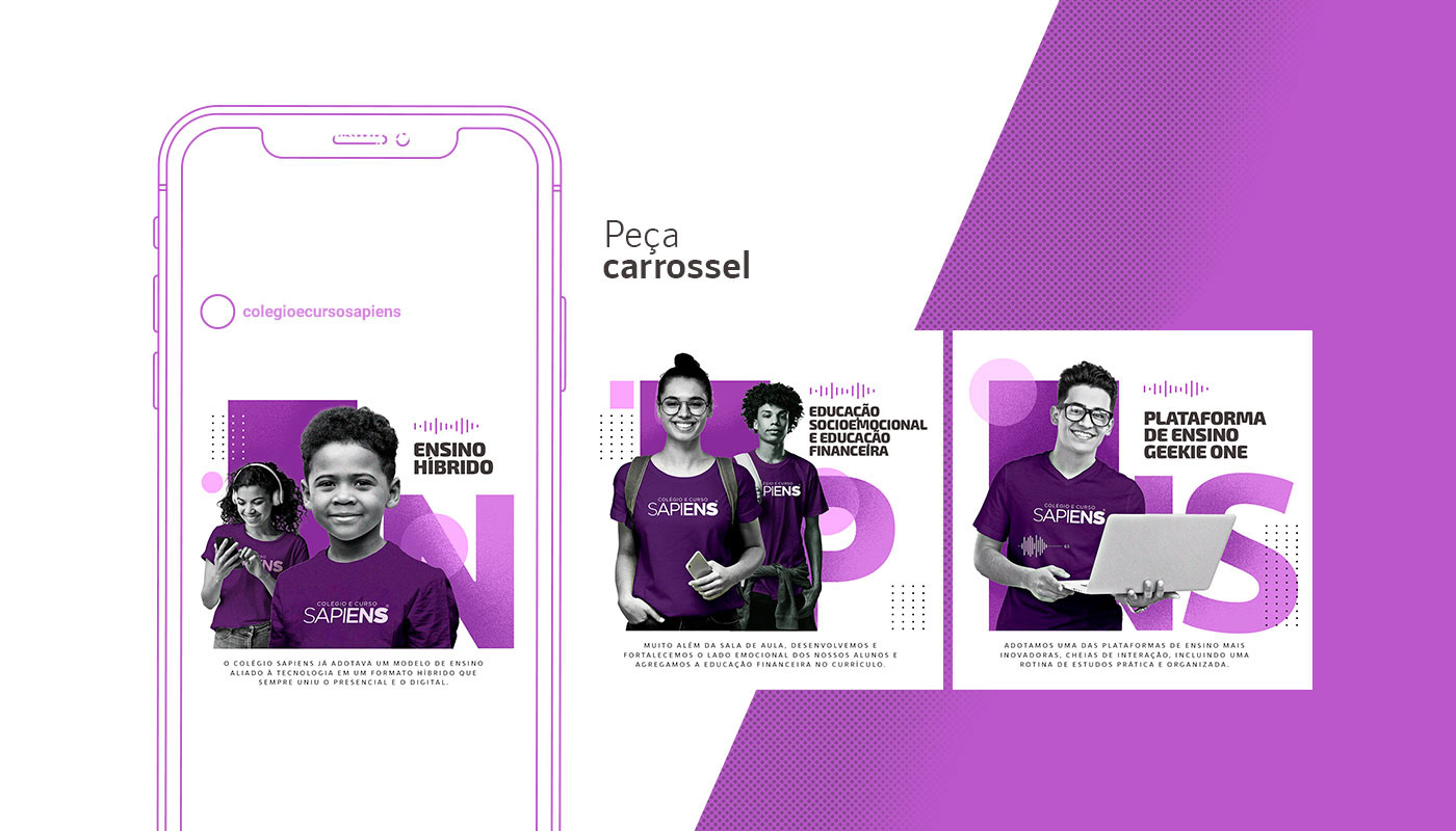 ads design campanha campanha online campanha publicitária Colégio Education modern publicidade purple school