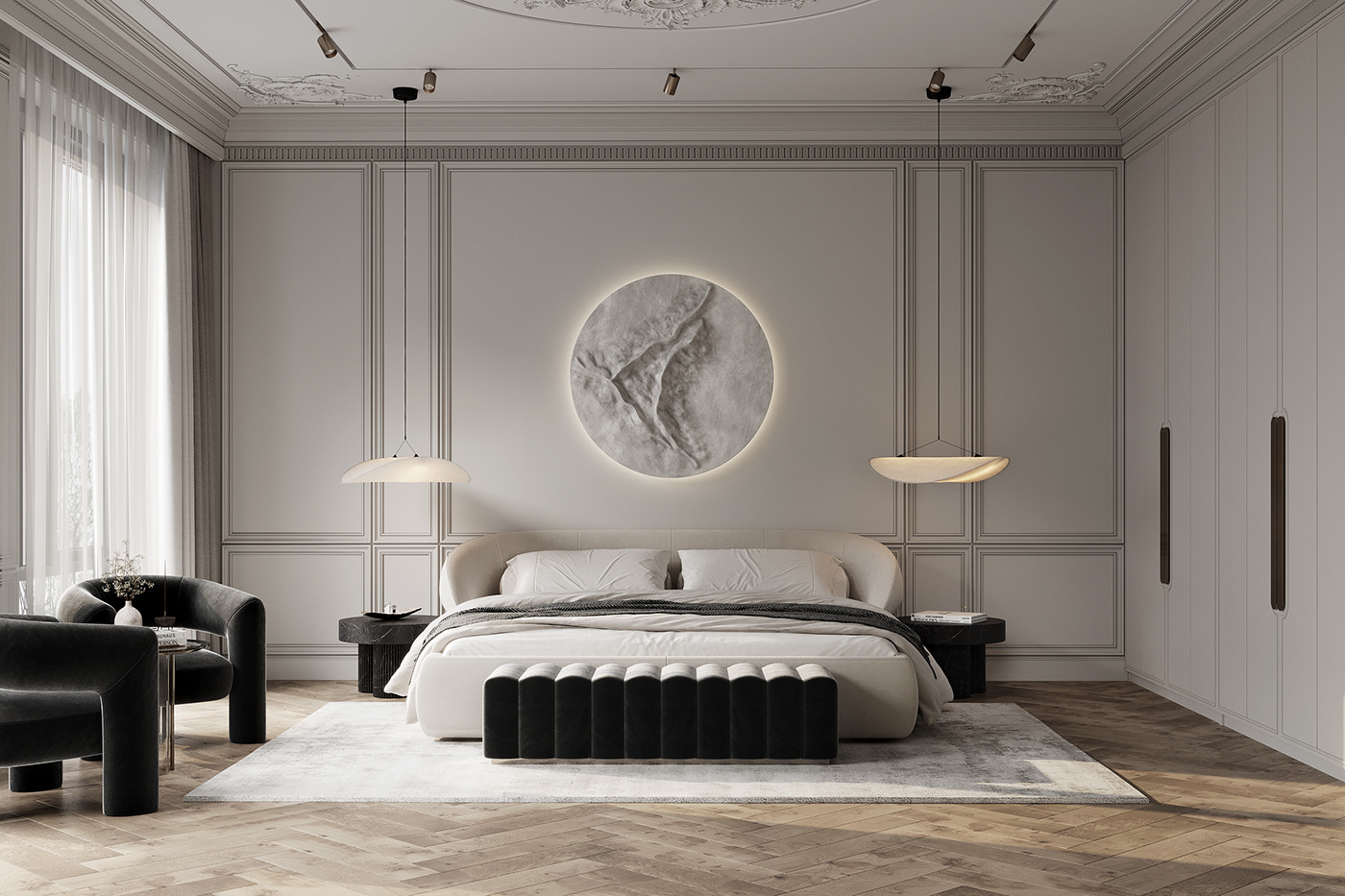 3D 3ds max architecture corona Interior interior design  Render visualization мастерспальня спальня