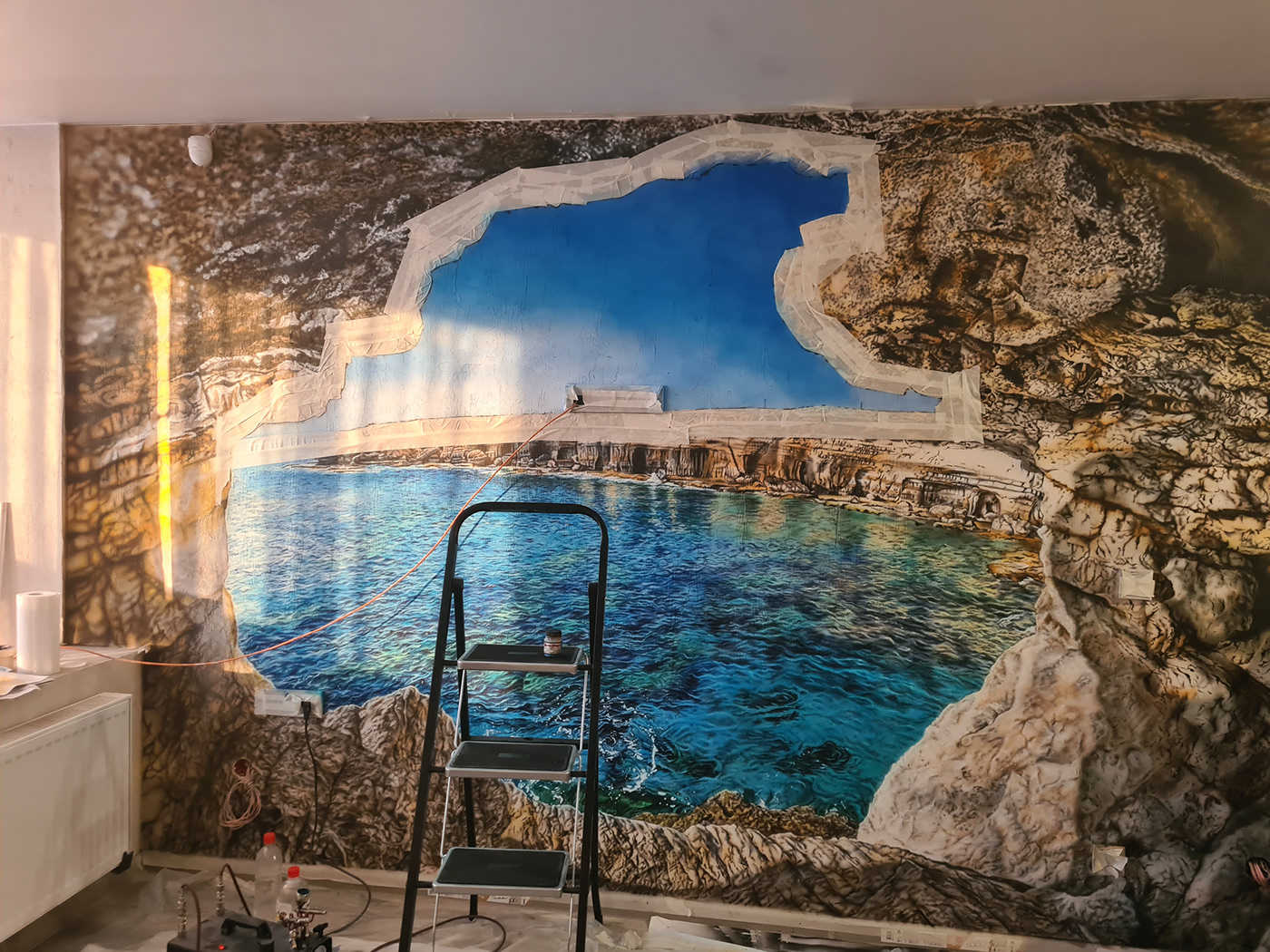 Airbrushing wall cyprus