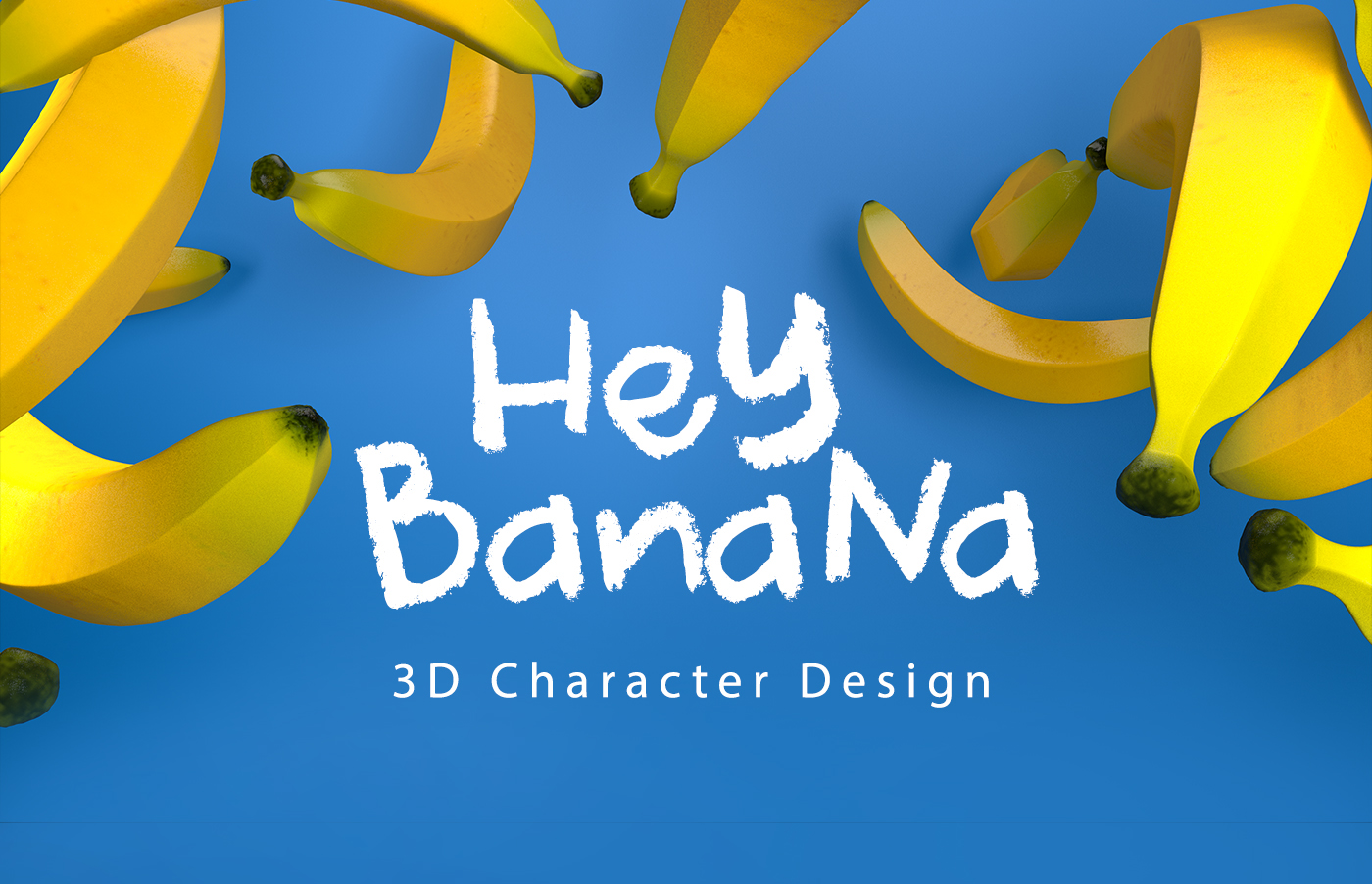 3D illustration Character design  kawaii 3D Character Design fruit cartoon banana ILLUSTRATION  children illustration yellow character