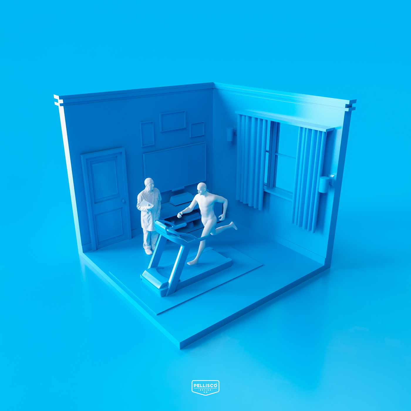 3D blue CGI model Render scene