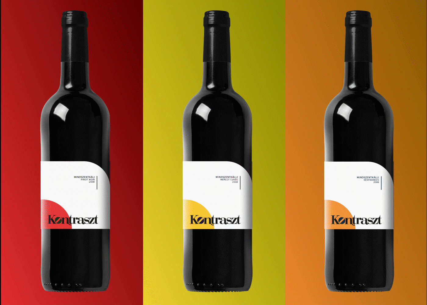 Label design contrast red wine bottle package
