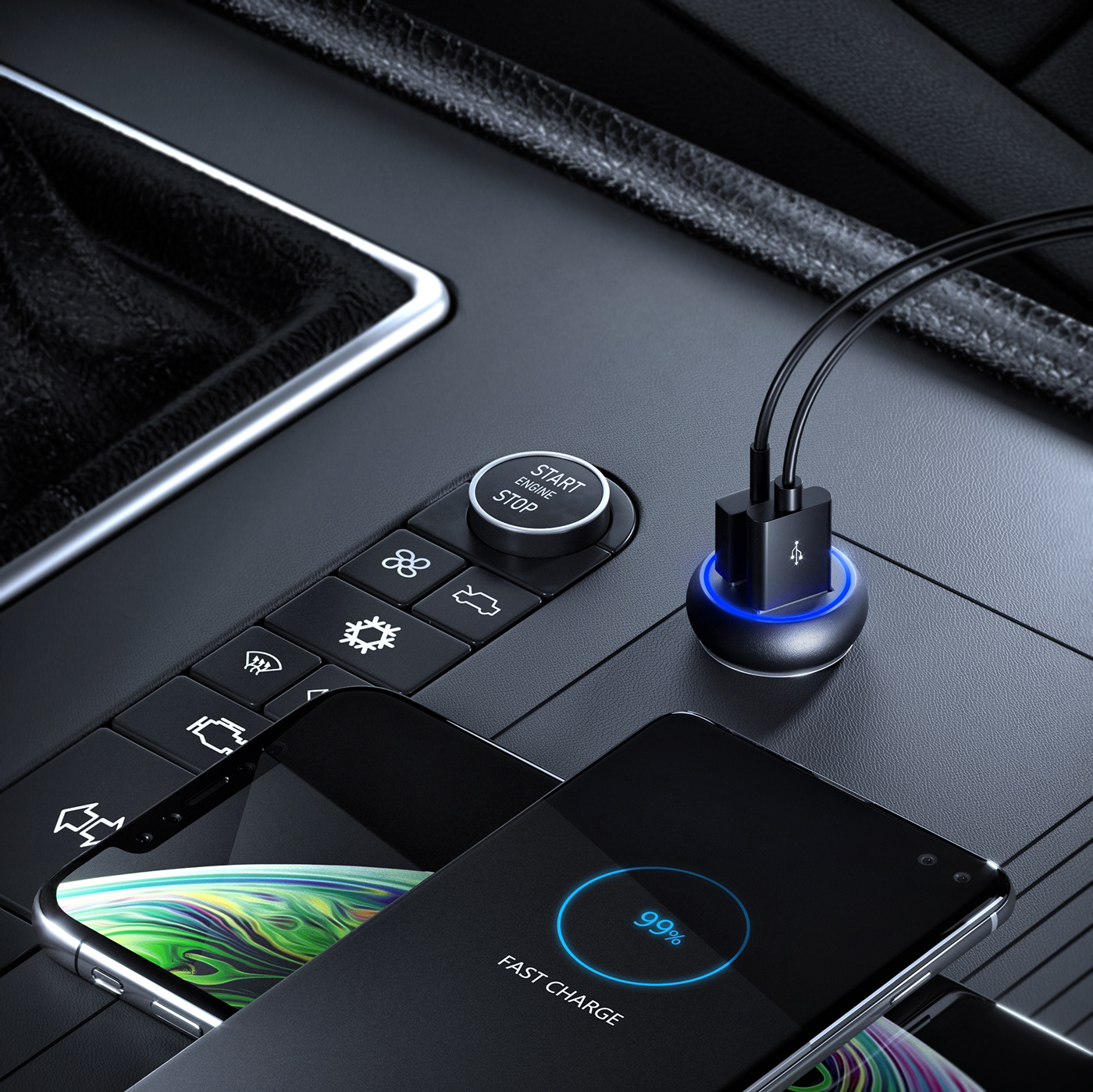 3drender car charger Amazon CGI Interior premium product productrender