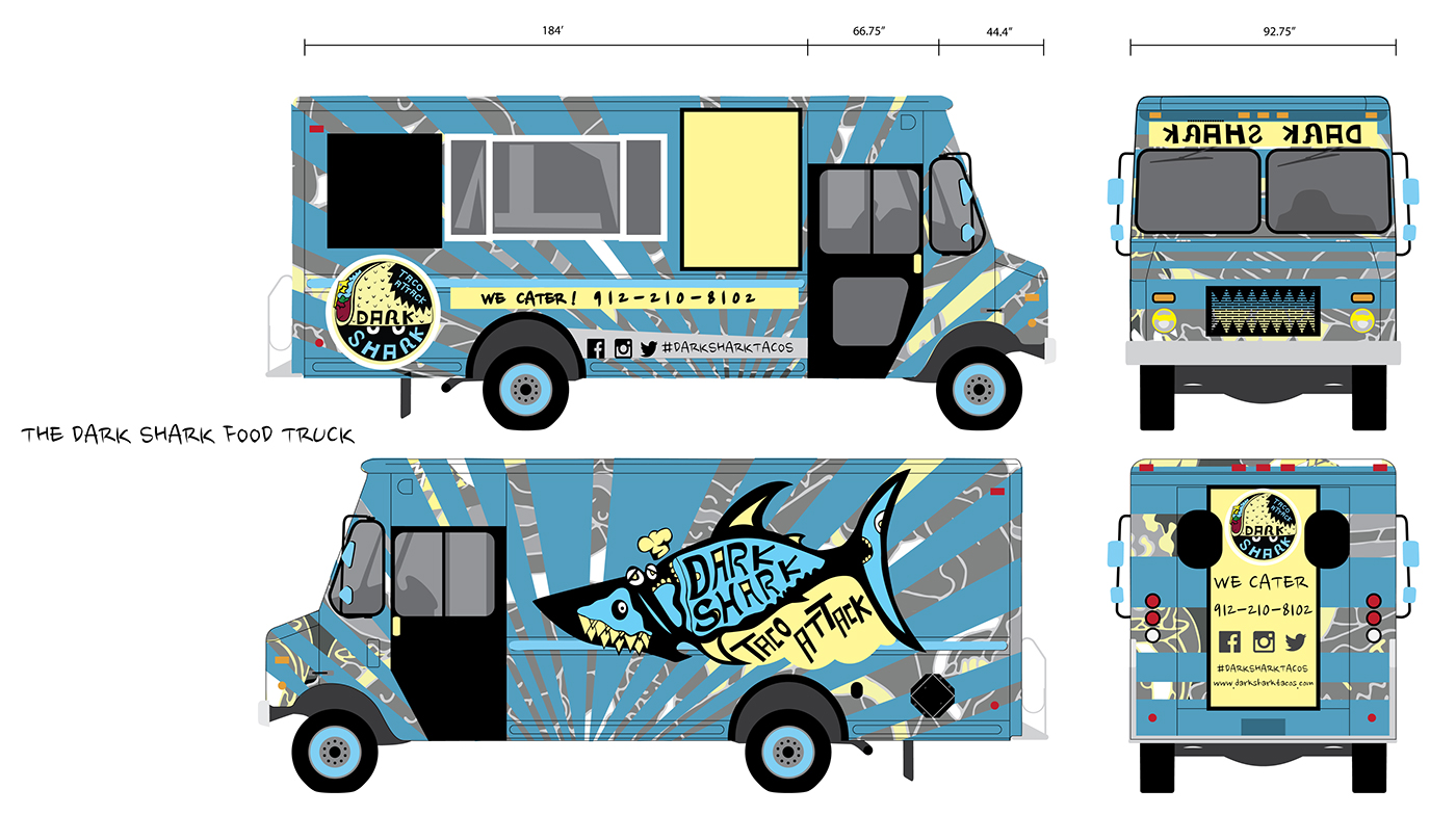 Tacos Georgia catering custom design surface design Tybee Island Savannah GA doodle vector Food truck