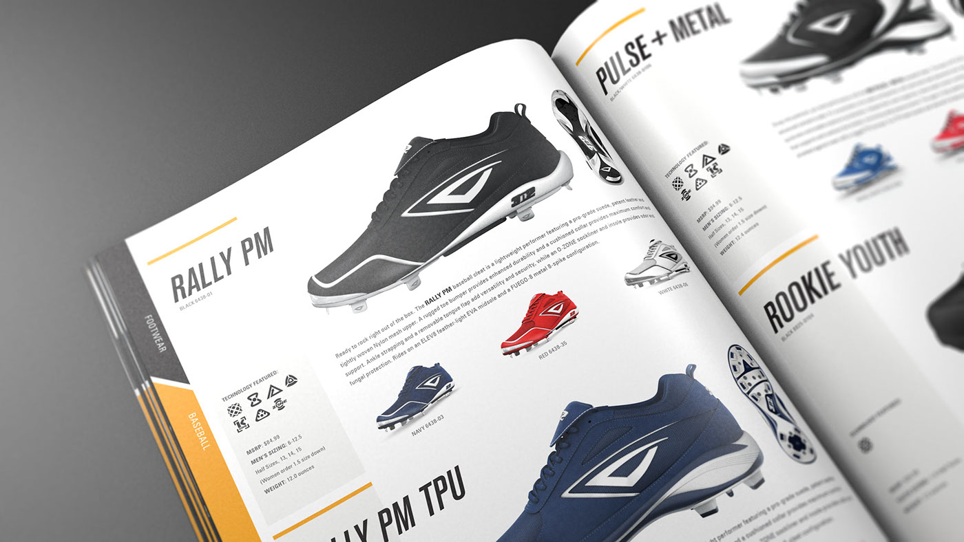 catalog sports baseball footwear 3N2 print spot uv book softball athlete