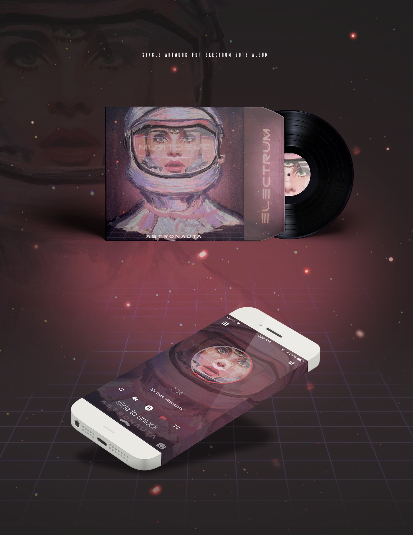 astronaut Single design art cd cover universe Space  stars eyes colors infinite