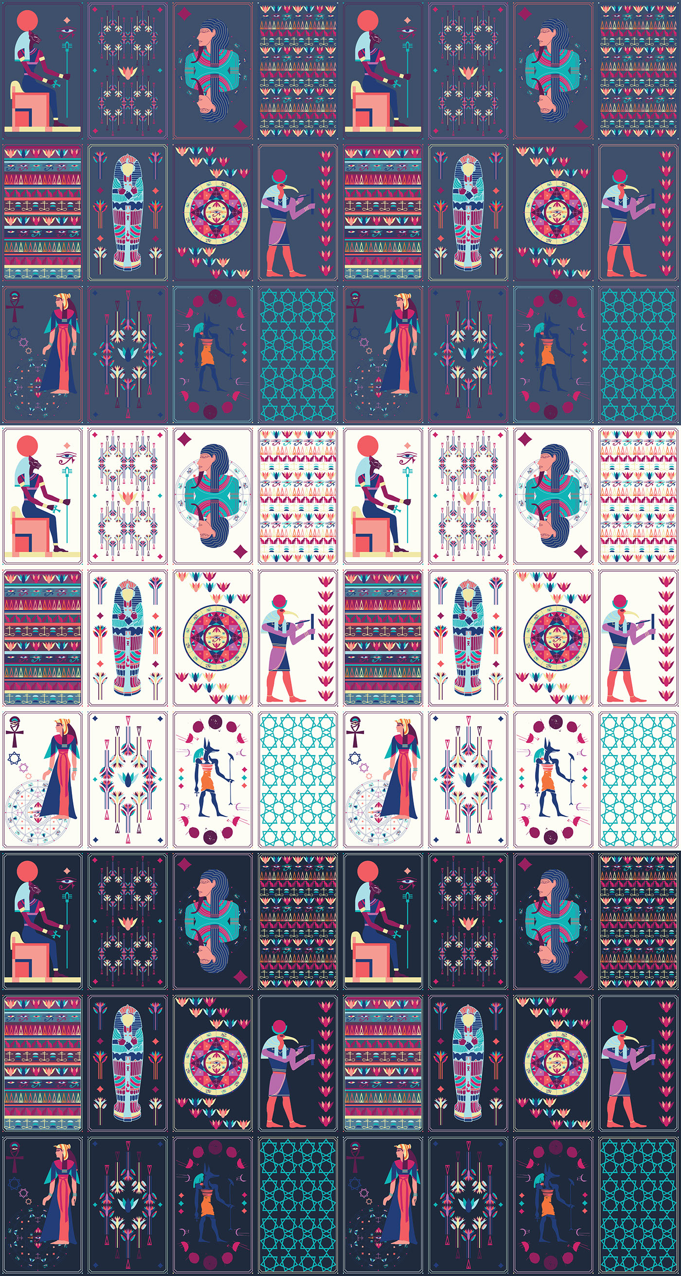 surfacedesign textiledesign fabric editorial photoshop Illustrator egyptian inspired vector PrintandPattern printmaking prints repeats characters