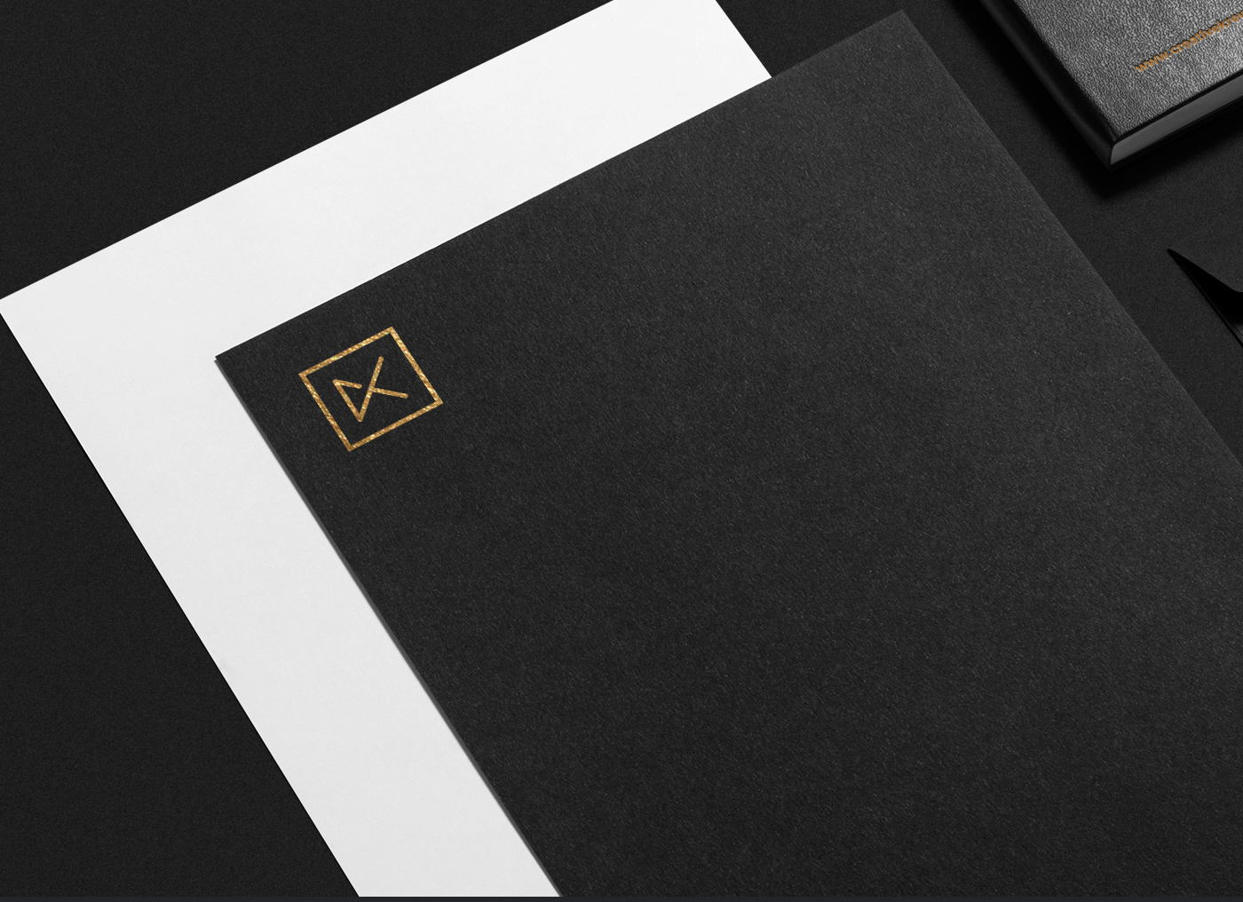 brand identity logo gold black pattern stationary design graphic font Mockup