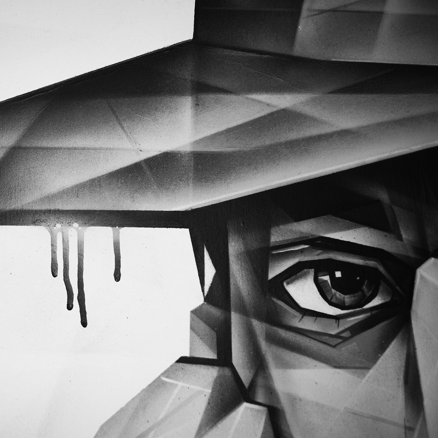 black and white portrait celentano aerosol spray paint canvas artist artwork concept art