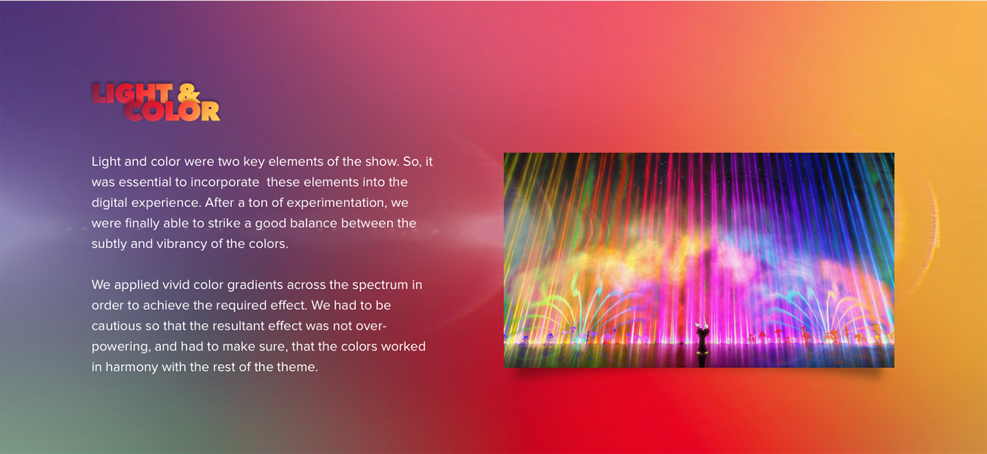 disney Web interactive World of Color Website Flash design color pixar