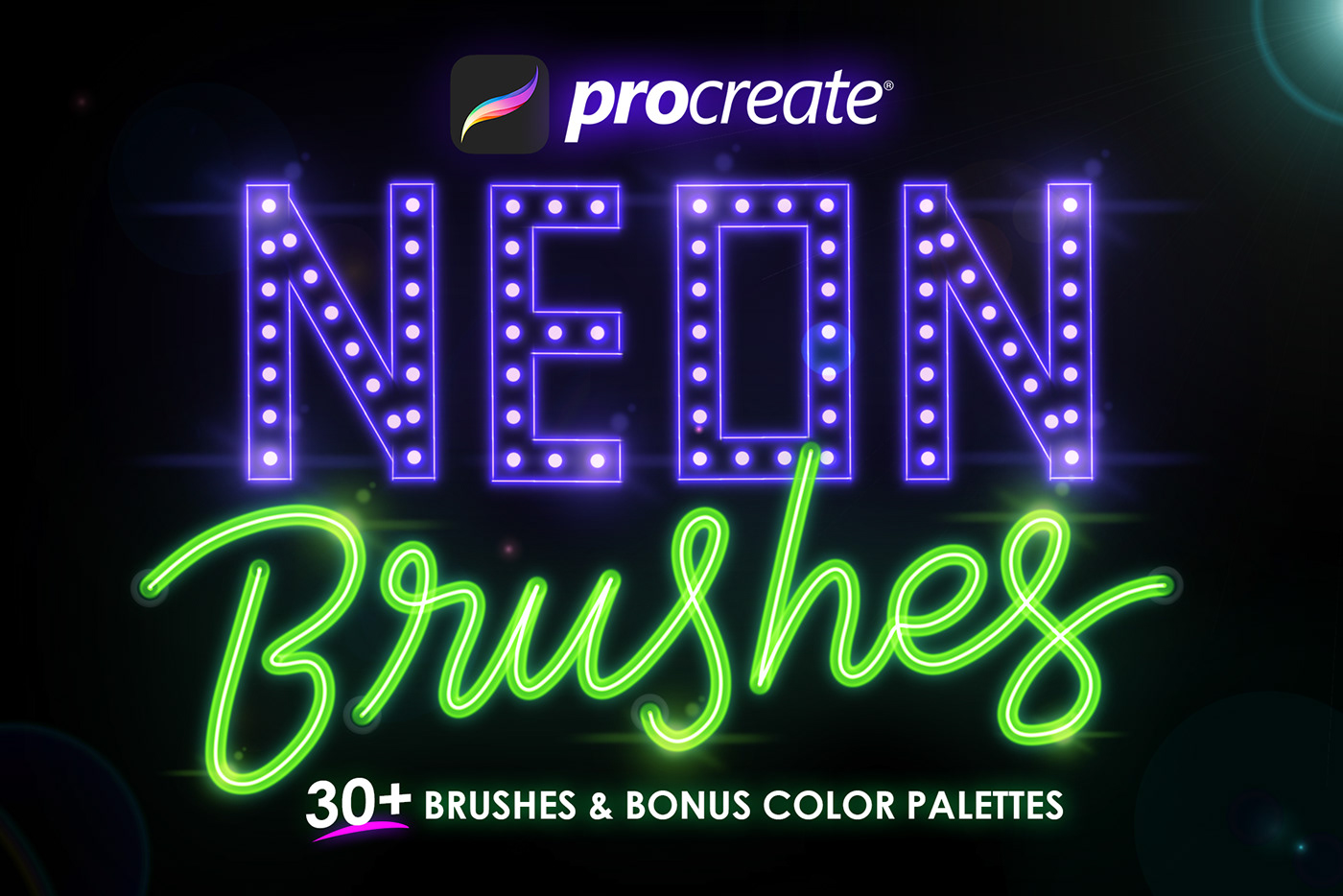 brush brushes Calligraphy   design font lettering light neon neon brushes Procreate