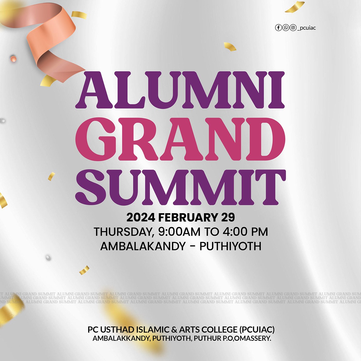 alumni Meet meetup Invitation design Graphic Designer Social media post alumni gathering alumnimeet grandsummit