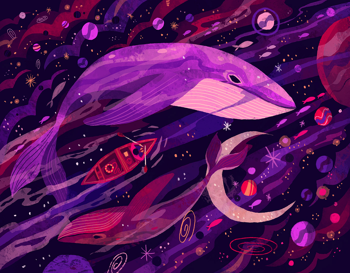 Affinity affinity designer boat galaxy illustration ILLUSTRATION  intergalactic sky illustration whale illustration whales