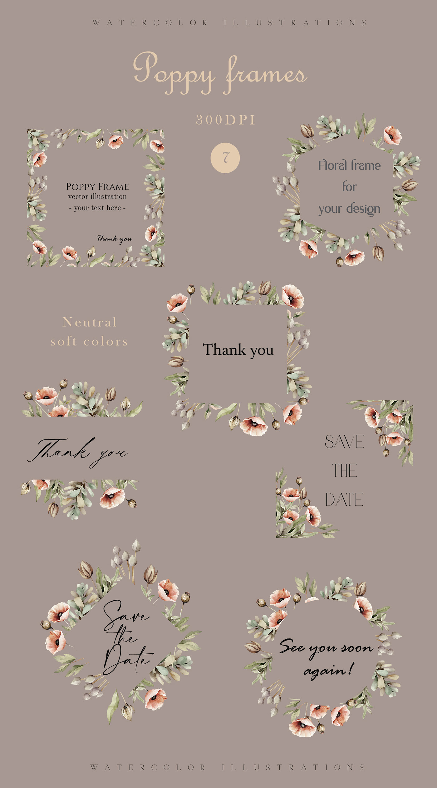 design special modern Invitation wedding floral Bouquet poppy DIY top