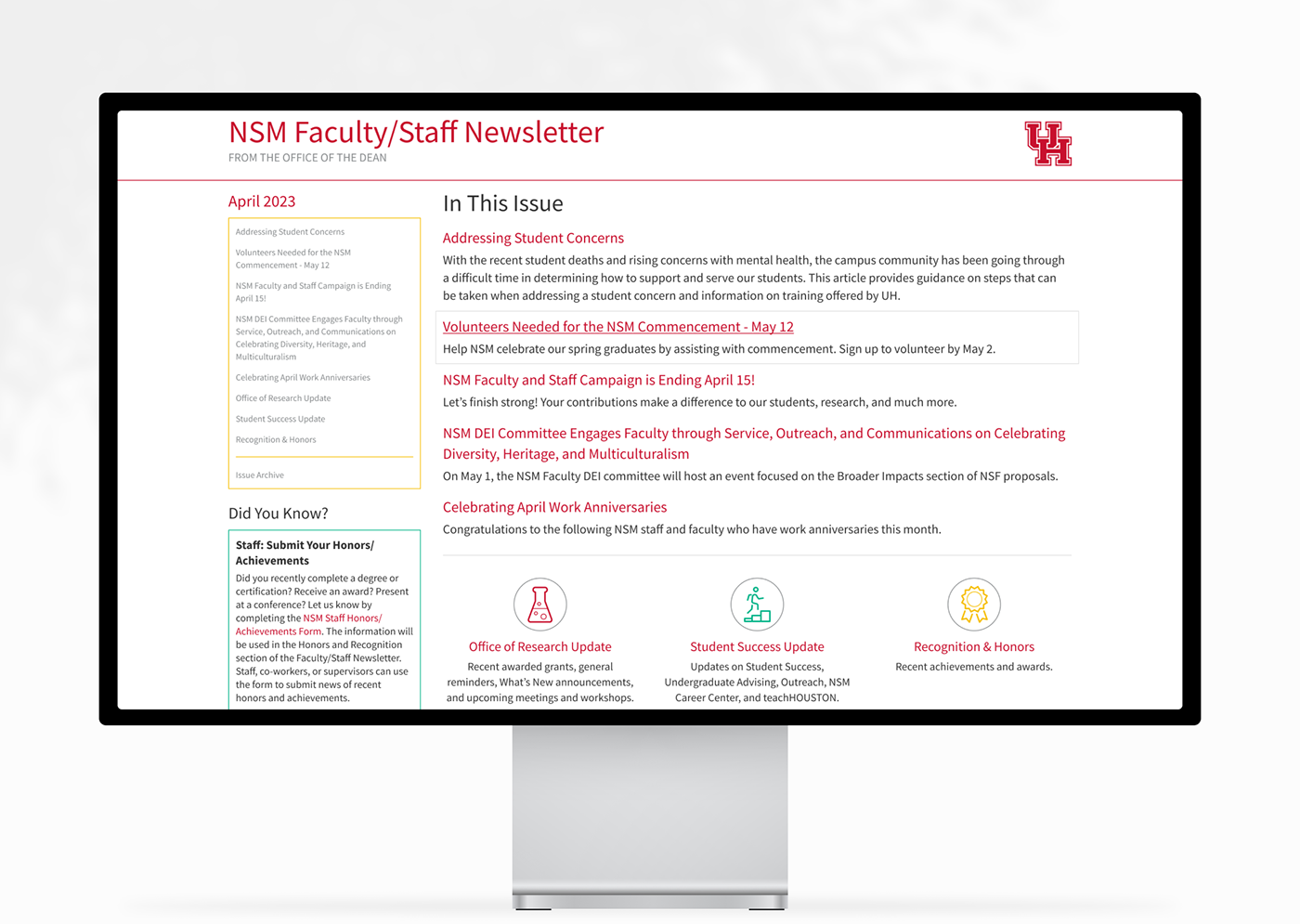 Email Design UH University of Houston Web Design  web development 