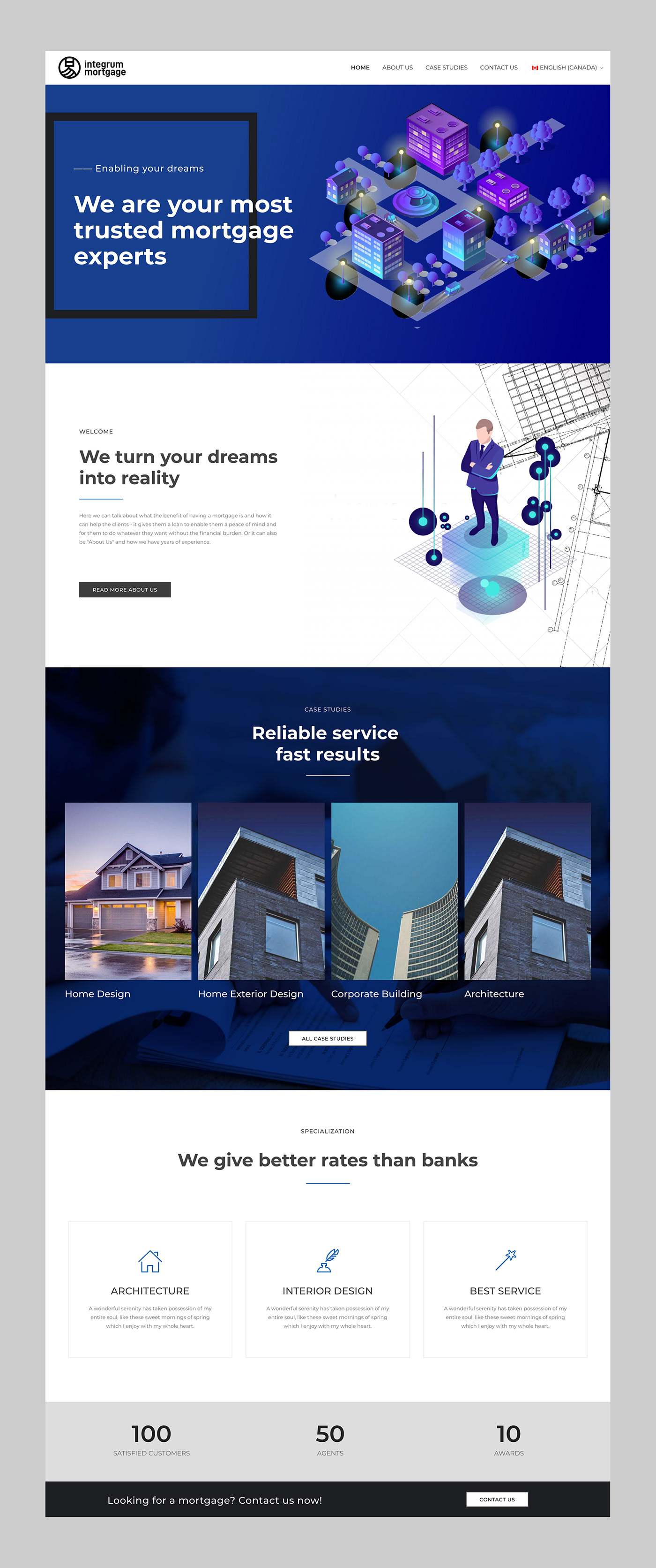 Web design development ILLUSTRATION  animation  blue wordpress Mortgage architecture business