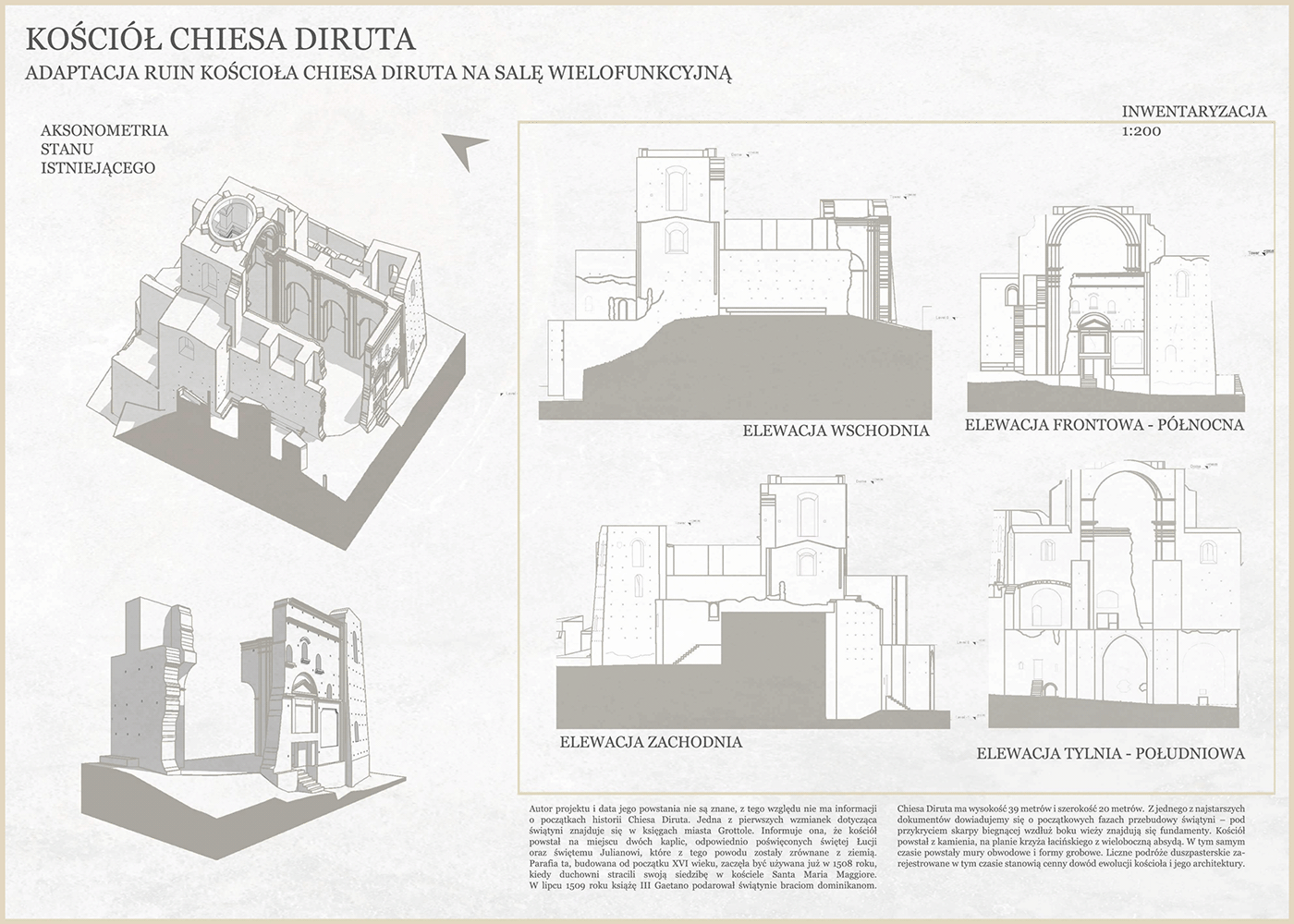 3D Adaptation architecture Chiesa Diruta conservation modeling rehabilitation Reinforcement Render ruins