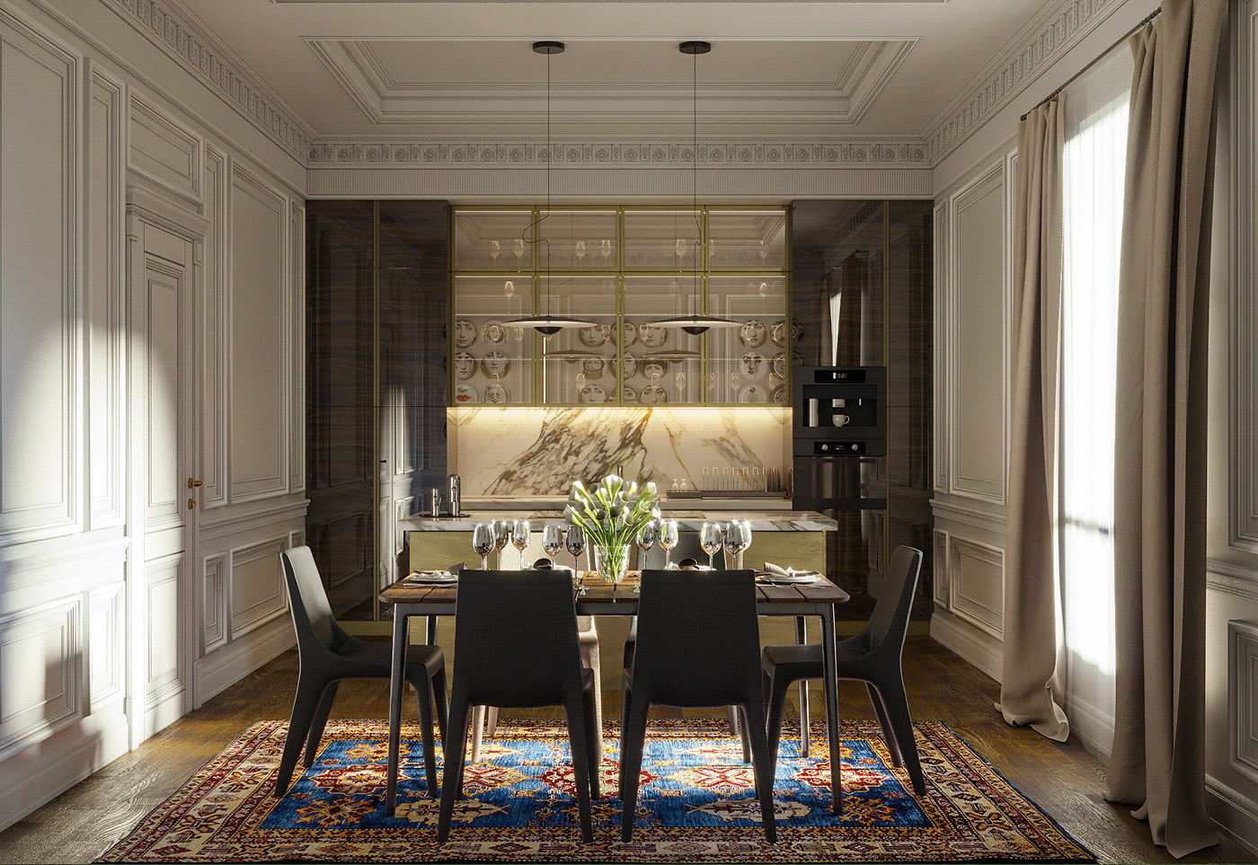 architecture Classic design French Interior interior design  kitchen modern Paris Style