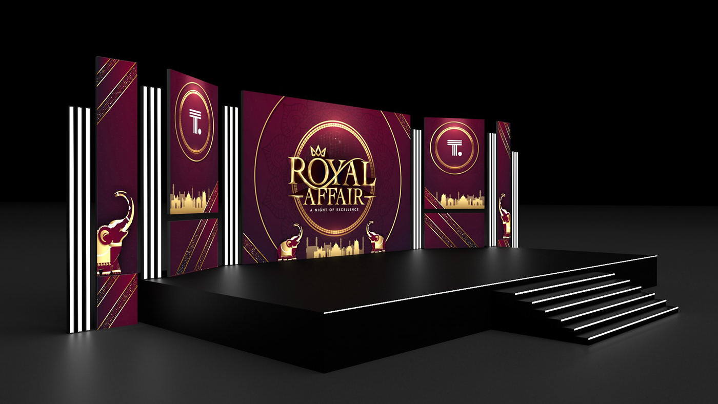 royal affair Awards Event Event Corporate Identity Corporate Design Logo Design Event Design visual identity 3D stage indian theme