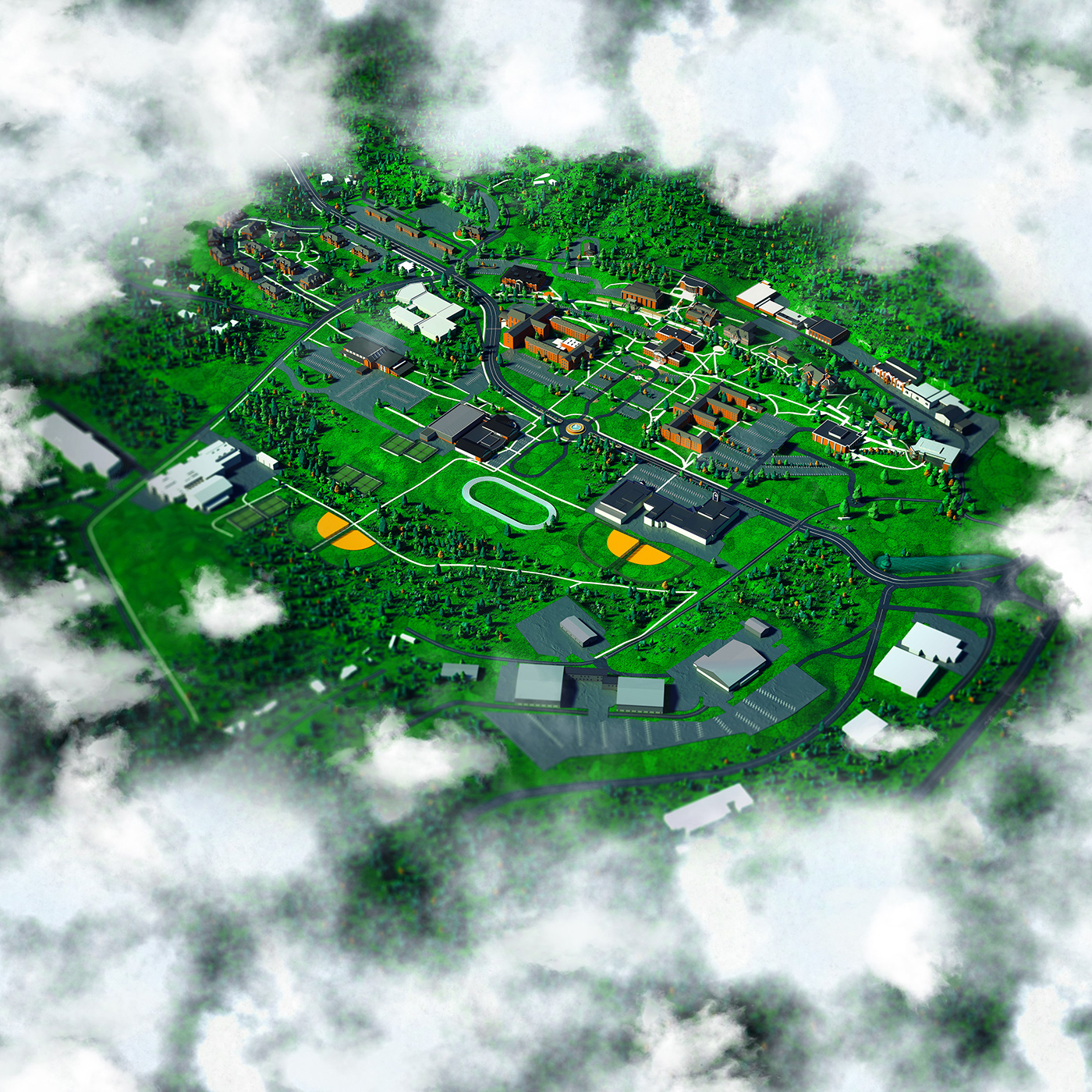 3D campus map c4d carbonscatter E-on