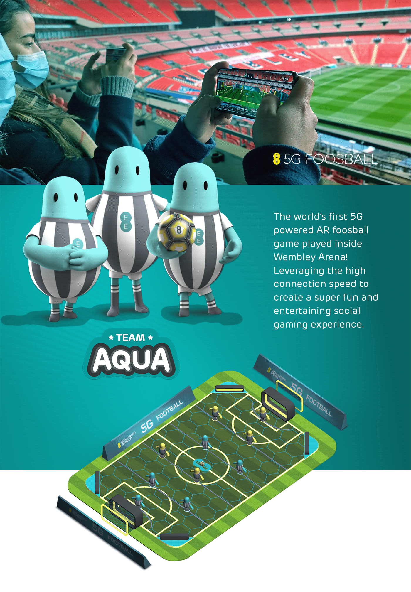 5g AR ar game Character design  ee football game design  Wembley