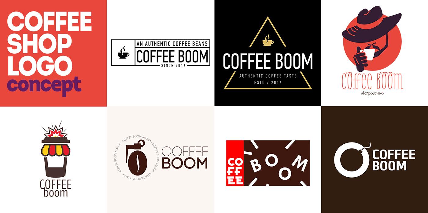 logo brand Coffee boom design mark bean