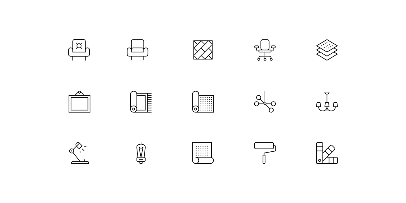 A collection of architecture & design icons.
