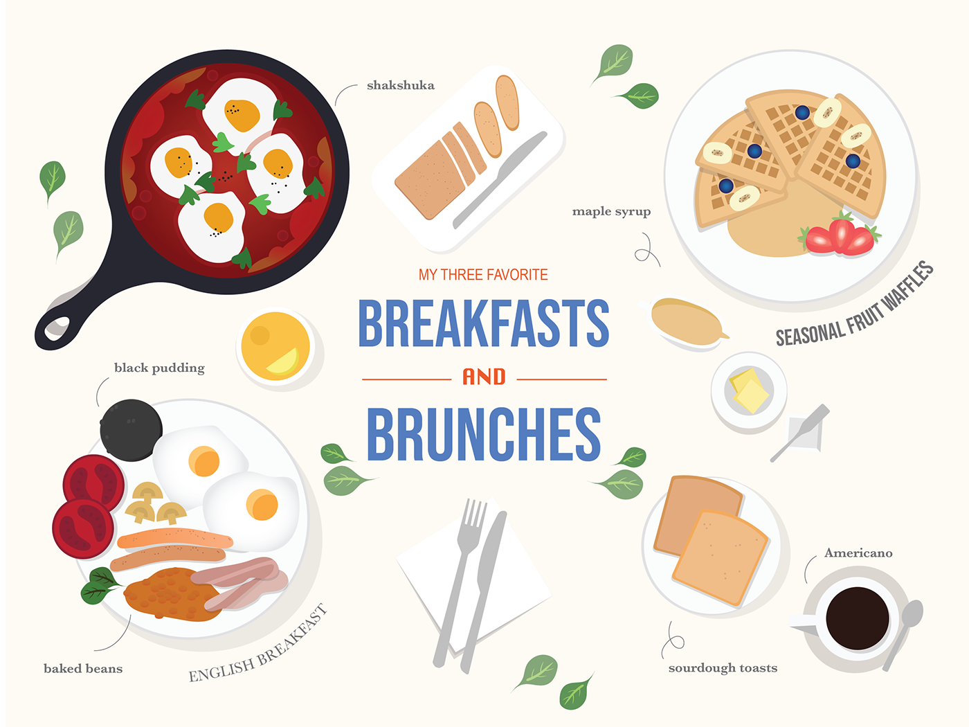 breakfast brunches Culinary Food Icons food illustration graphic design  graphics Illustrator vector visual design