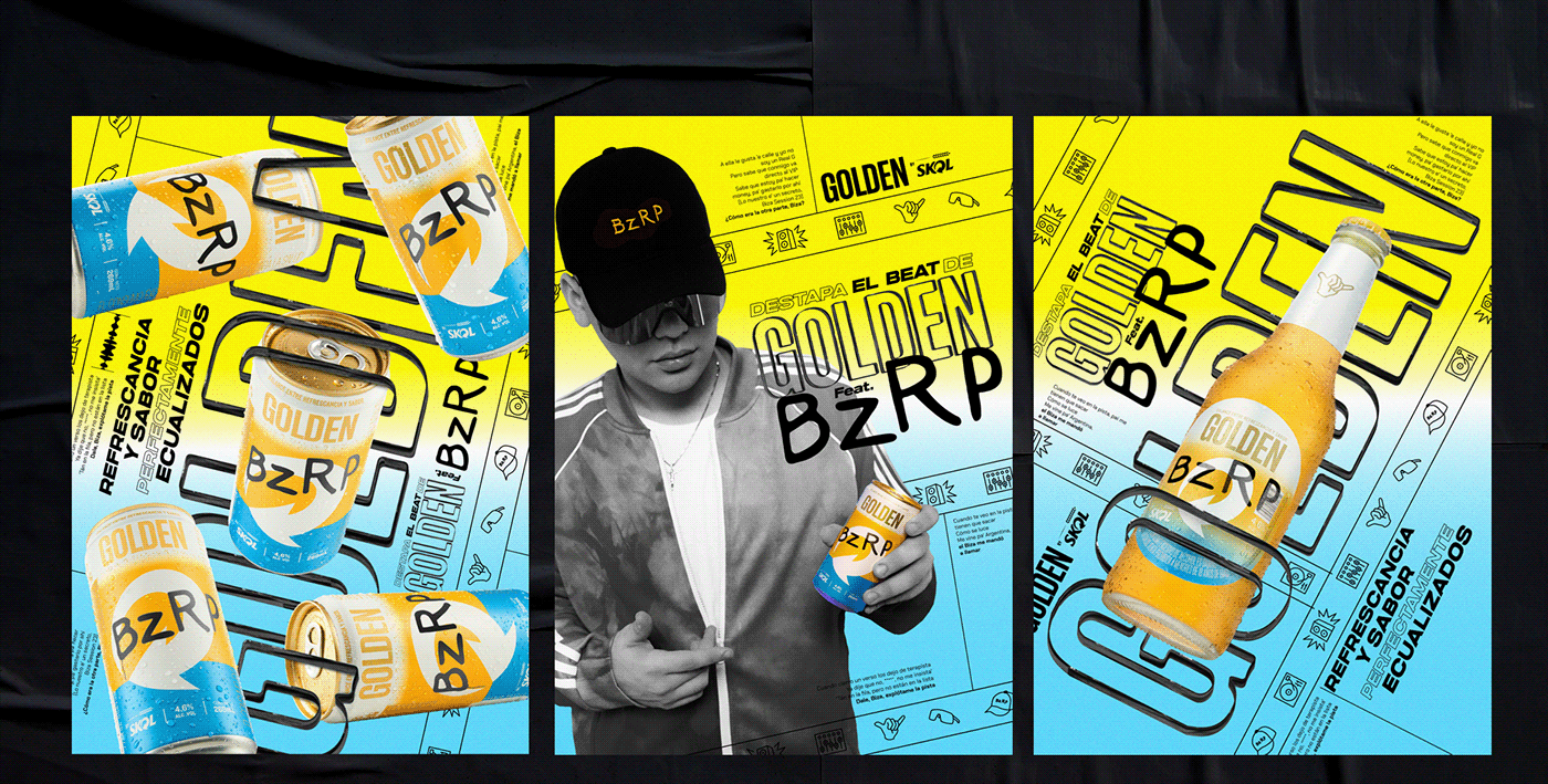 publicidad cerveza bizarrap golden beats dirección de arte diseño gráfico bolivia dirección creativa santa cruz