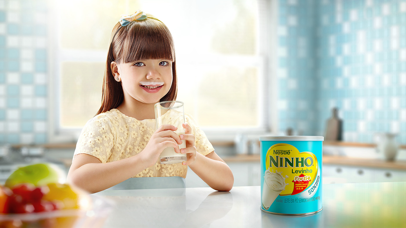 photoshop CGI creative retouch retouch Digital Art  milk child children beverage Advertising 
