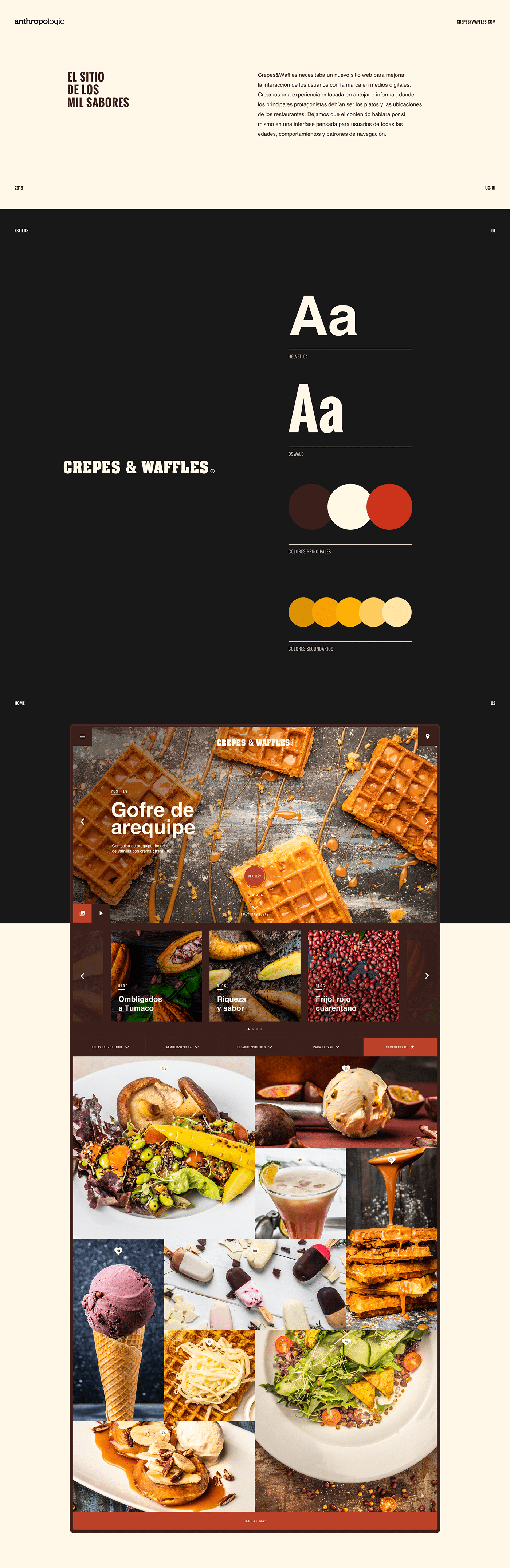 restaurant Food  ux UI Photography  mobile crepes&waffles  colombia Web clean