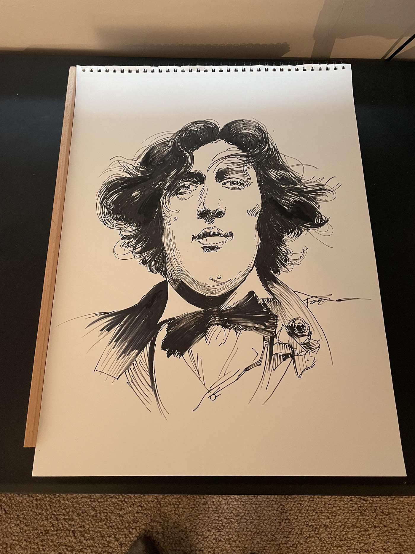 Oscar Wilde ILLUSTRATION  pen and ink Author Playwright activist lbqt