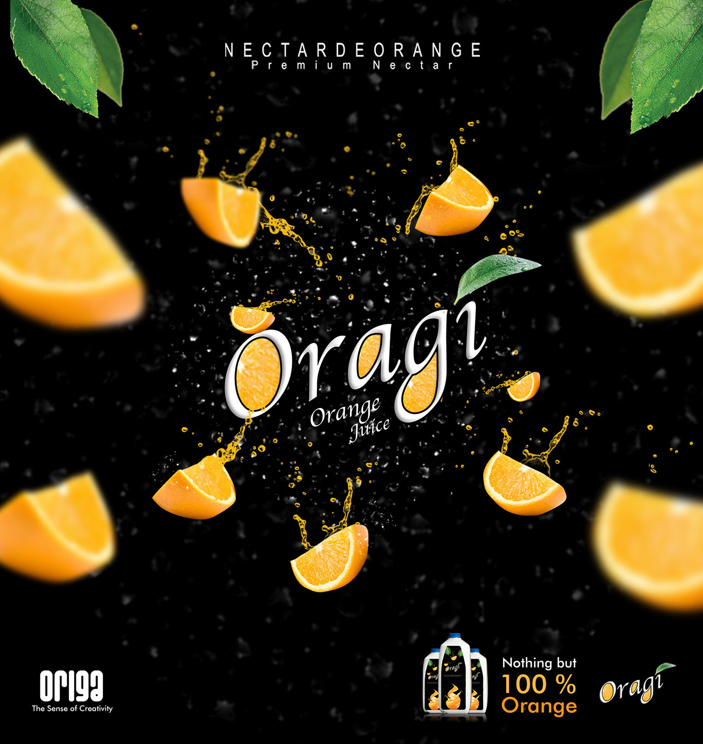 juice orange branding  nectar natural green farms Origa