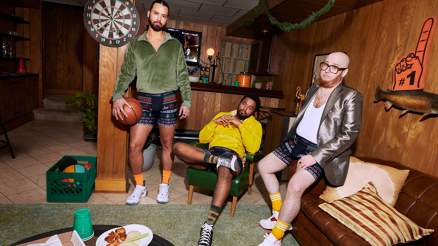 Advertising  basketball bet Christmas Fashion  gambling mancave photoshoot sports underwear