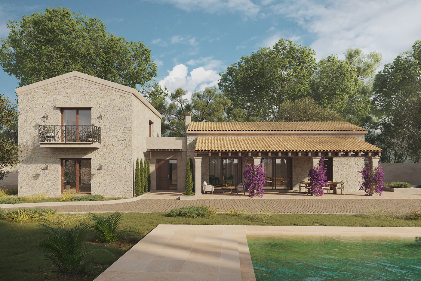 architecture CGI CoronaRender  exterior design Greece house luxury Render Villa visualization