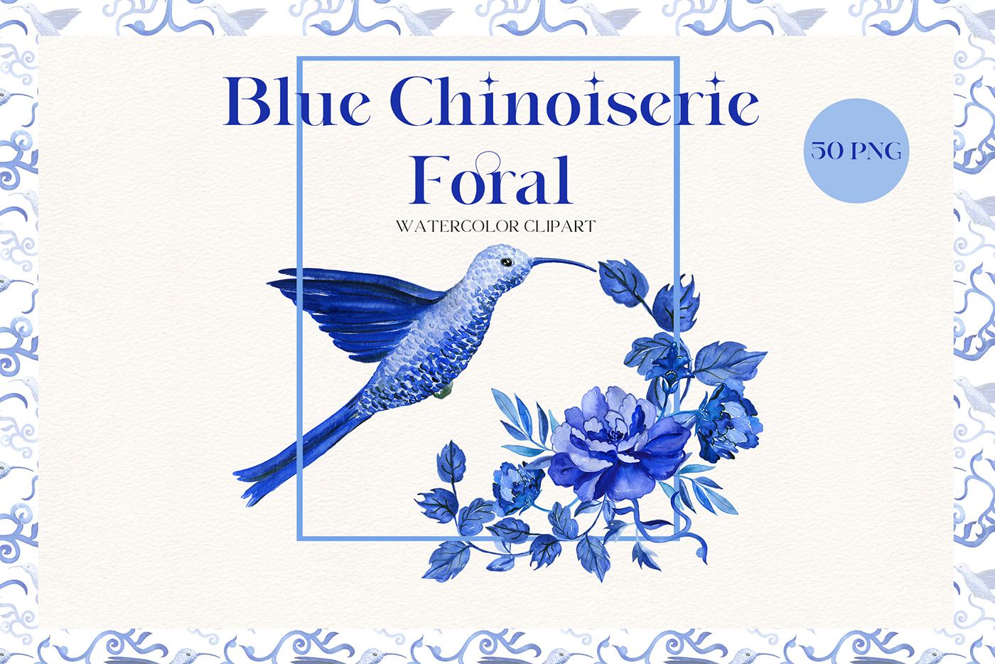 blue Blue Chinoiserie Floral Chinese Motif cobalt blue Flowers humming bird illustrations kitchen design luxury illustrations watercolo