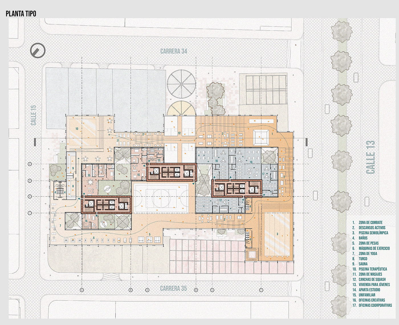 ARQUNIANDES ARQT2202 architecture arquitectura mixed use rehabilitation diagram Urban Design industrial sports
