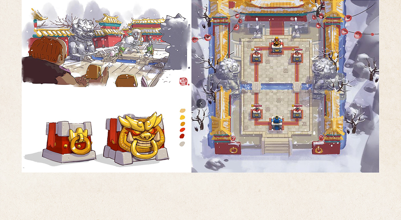Clash Royale Forbidden City ILLUSTRATION  品牌 字体 工笔画 插画 游戏 game