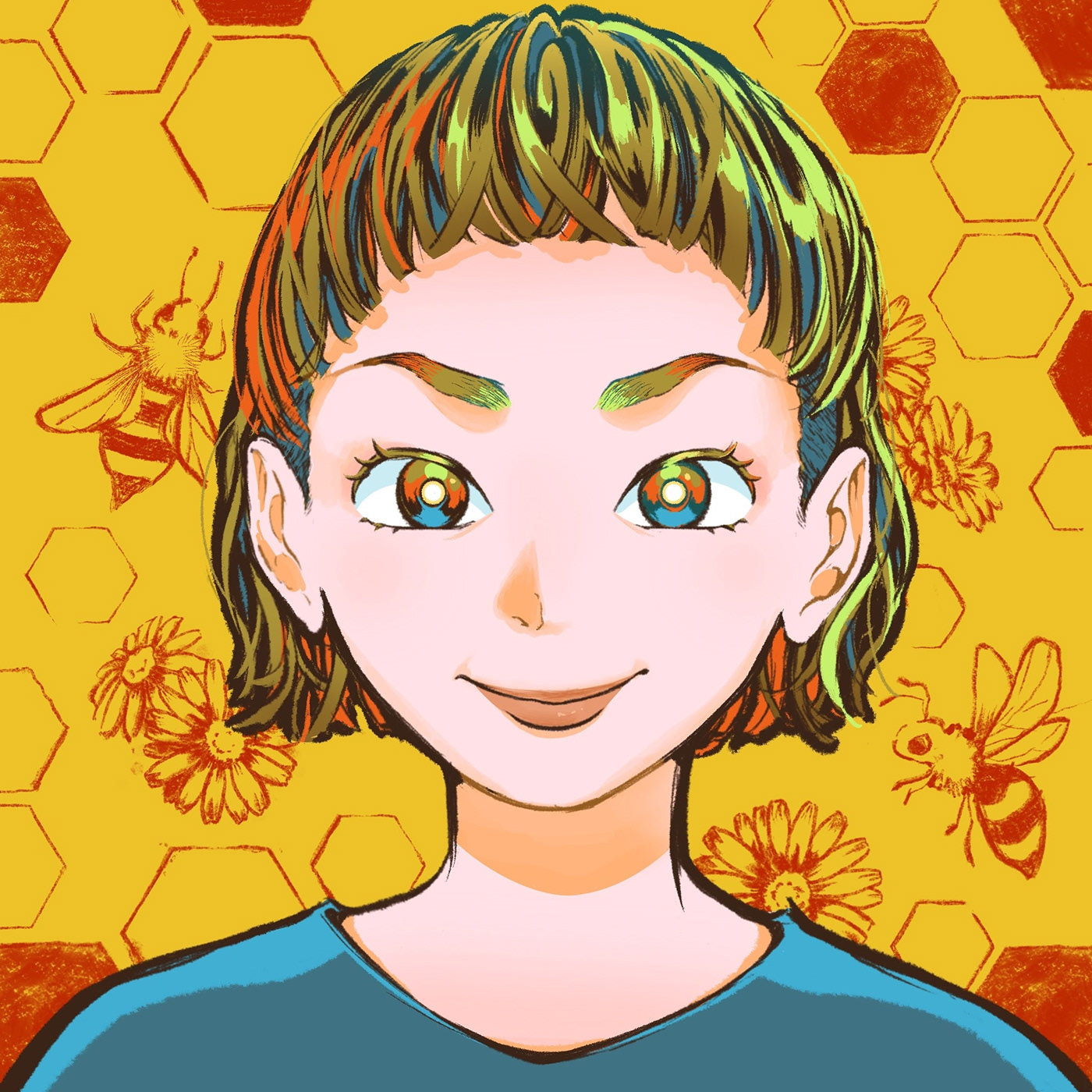 Beekeeper beekeeping honey agriculture organic farming ILLUSTRATION  art Drawing  creative design visual art hand-drawn Digital Art  Bee Care Beekeeping Work bees Bees' Home nature enthusiast self-sufficiency Vegetables and Honey