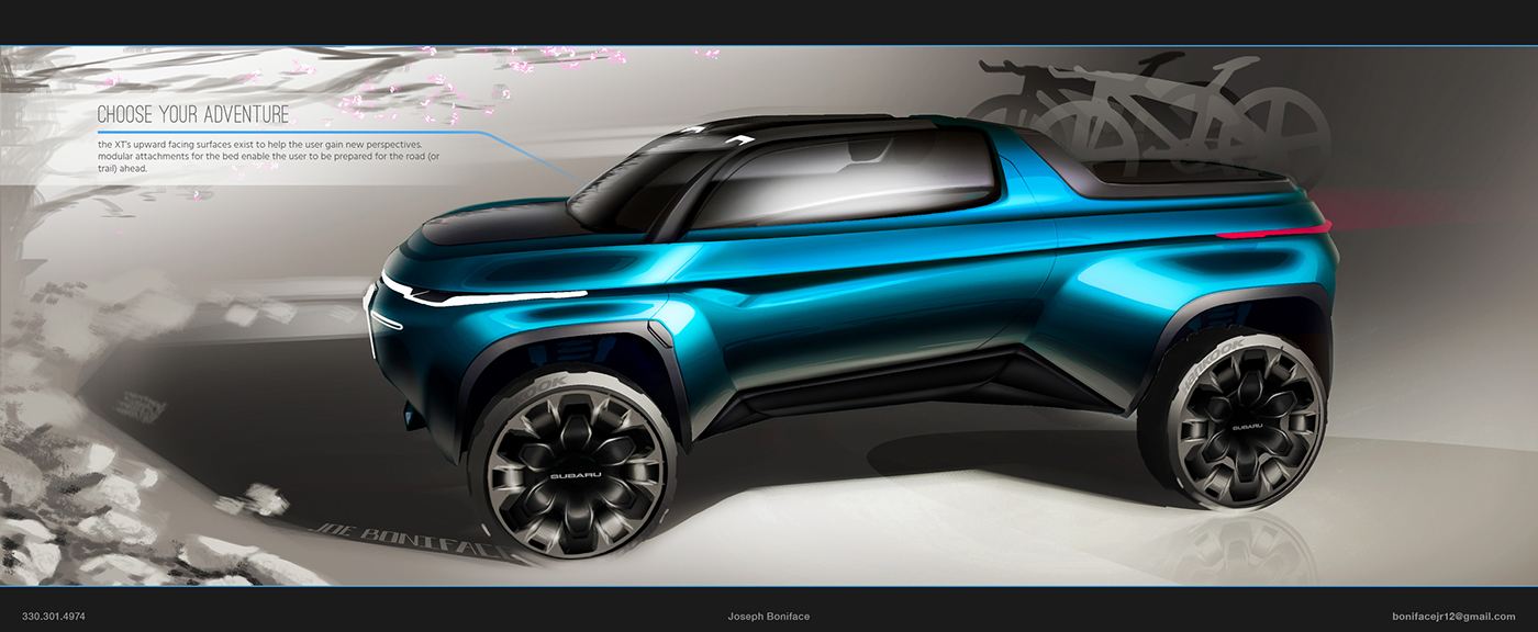 Transportation Design product design  sketching photoshop Cars trucks Subaru rendering car design