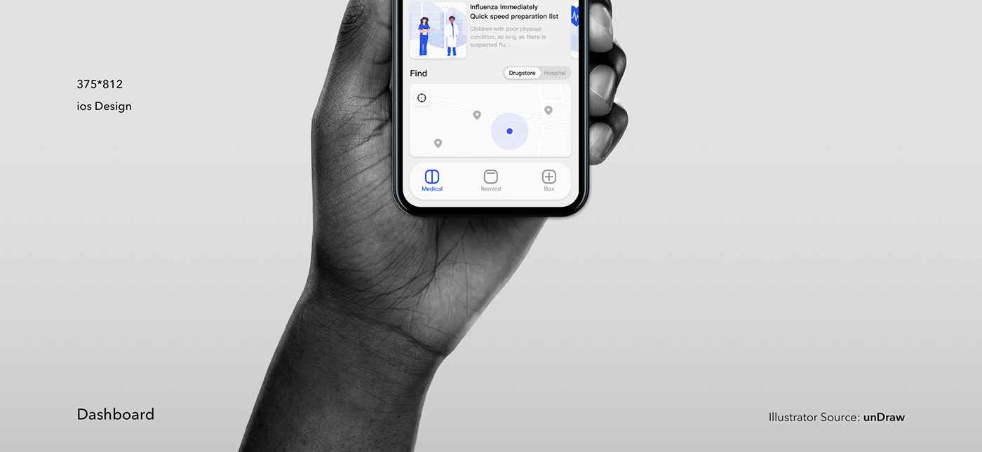 medical app UI concept kid application blue minimalist