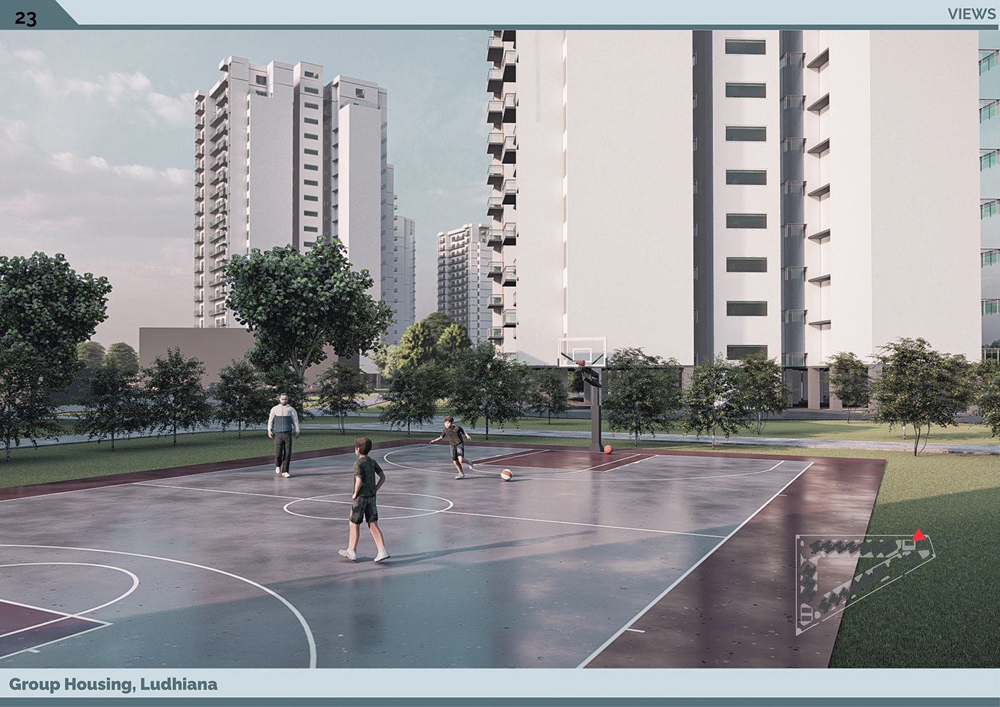 group housing  Ludhiana apartment design architecture revit lumion photoshop Central Green