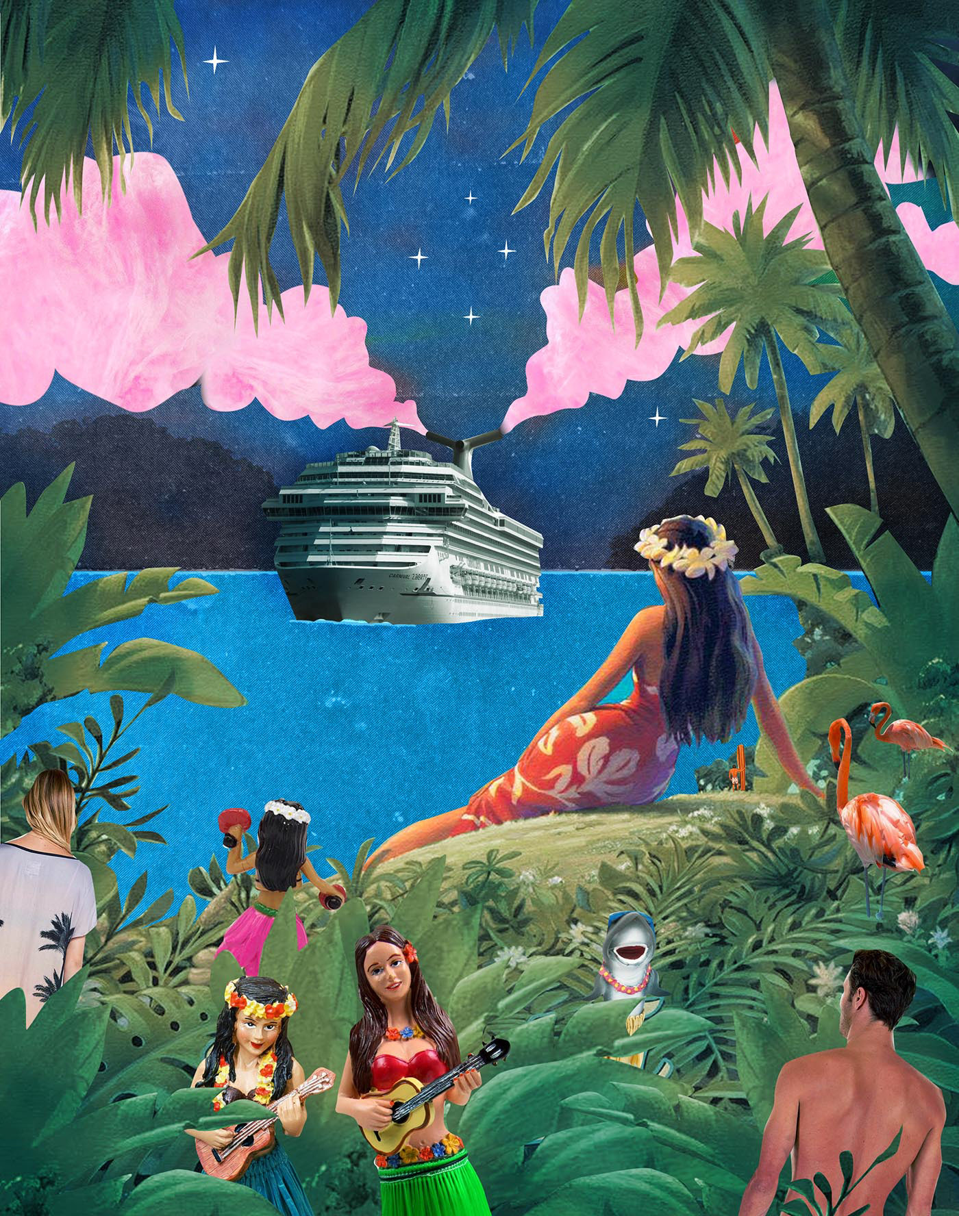 colagem collage corona COVID-19 editorial illutration future HAWAII tourism tourist Travel