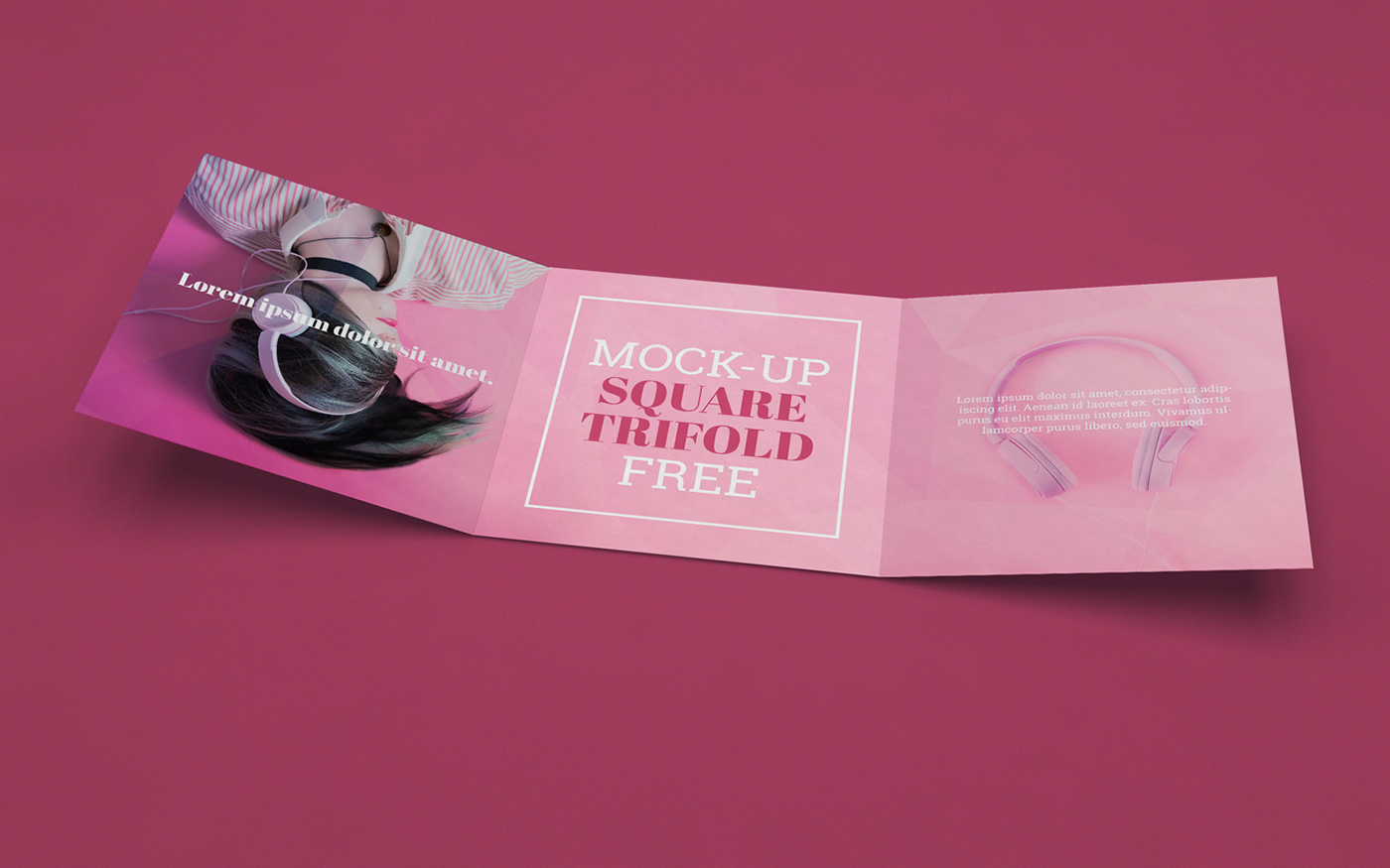 Mockup trifold square fold free brochure