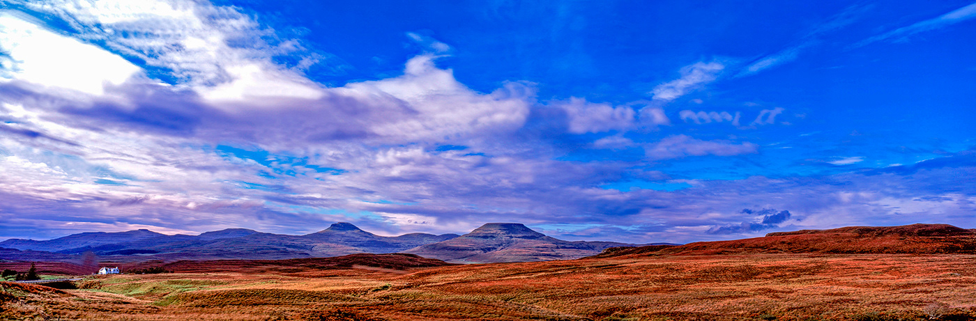 Big Sky Farmhouse isles of skye Landscape Moorland panoramic scotland