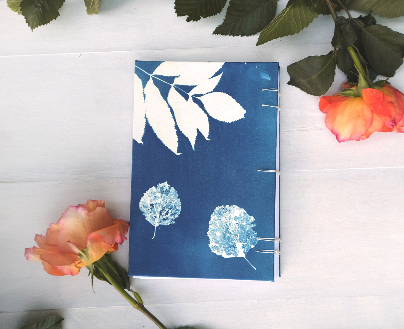 book Bookbinding makesomething etsy shop shoplocal leaves cyanotype