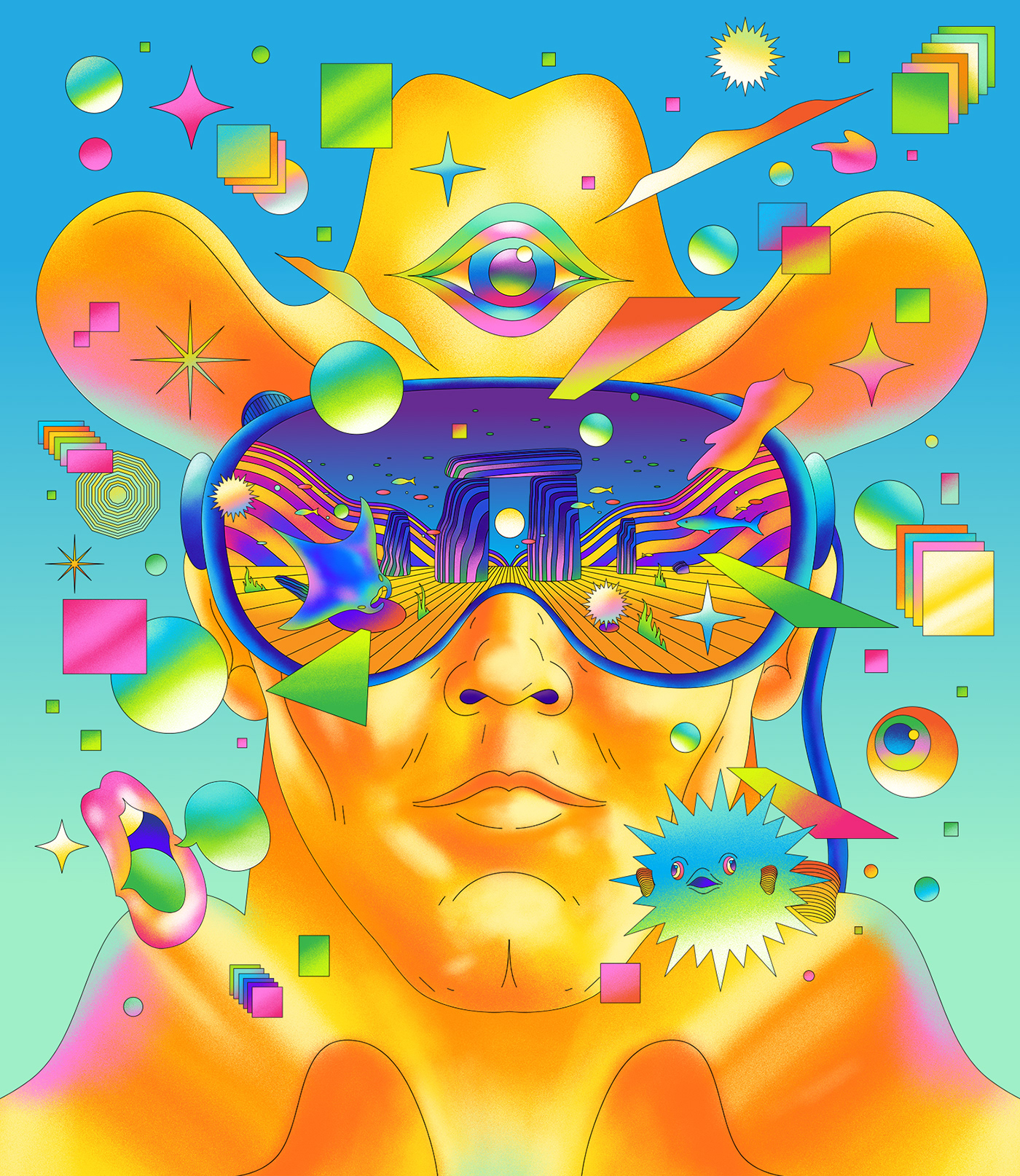 ILLUSTRATION  Digital Art  concept vector psychedelic Technology art graphic adobe illustrator affinity designer