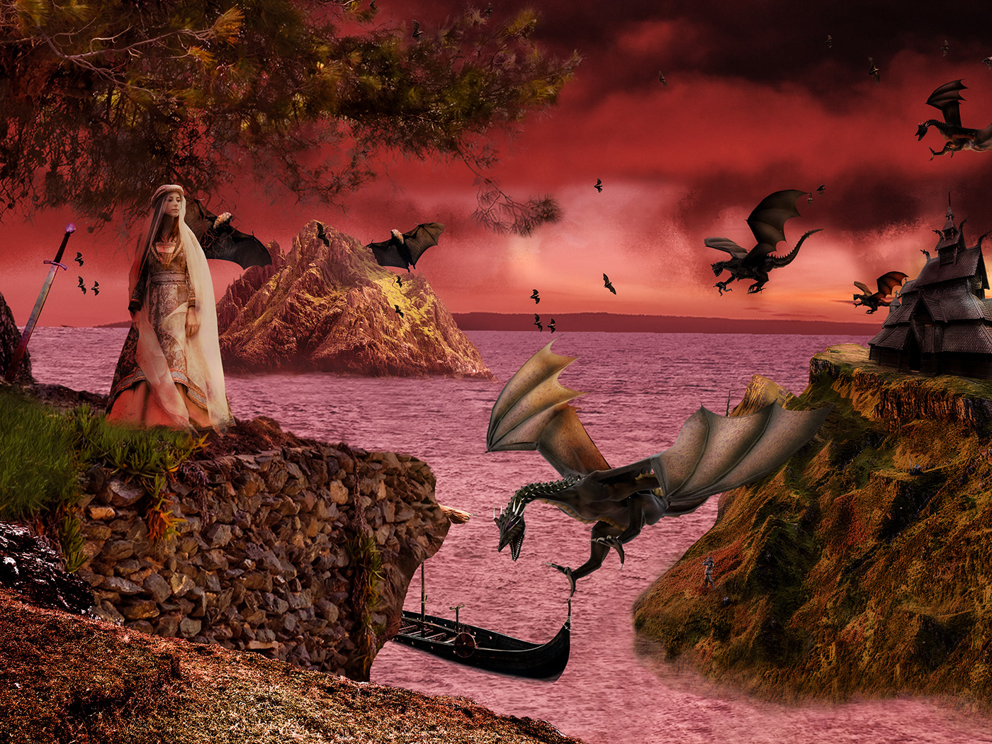 medieval knight dragon photoshop photomanipulation fantasy liveaction Photobashing Digital Art  War