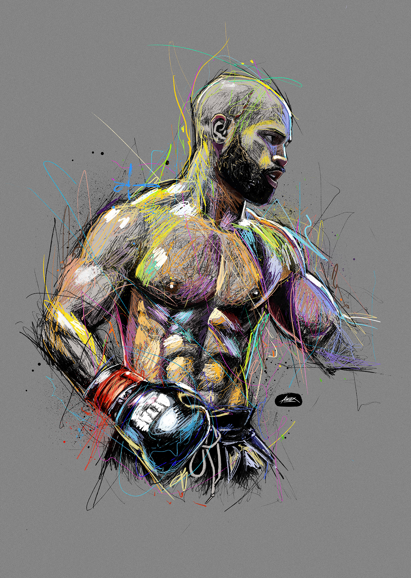 awax design Boxe colorful davy ahoua Drawing  glance gribouillage ipad pro look magnum